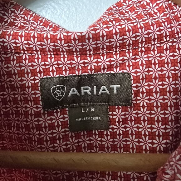 Ariat Shirt Men Large Red Floral Print Western Cowboy Rodeo Long Sleeve - Picture 3 of 11